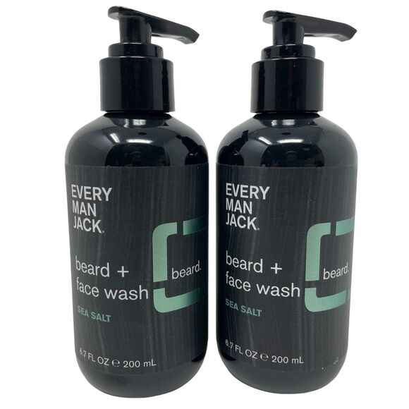 Every Man Jack Beard + Face Wash, Sea Salt, 6.7oz, Pack of 2 - Picture 1 of 5